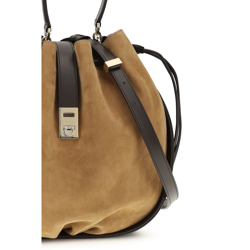 Brown Calfskin Bos Taurus Bucket Bag