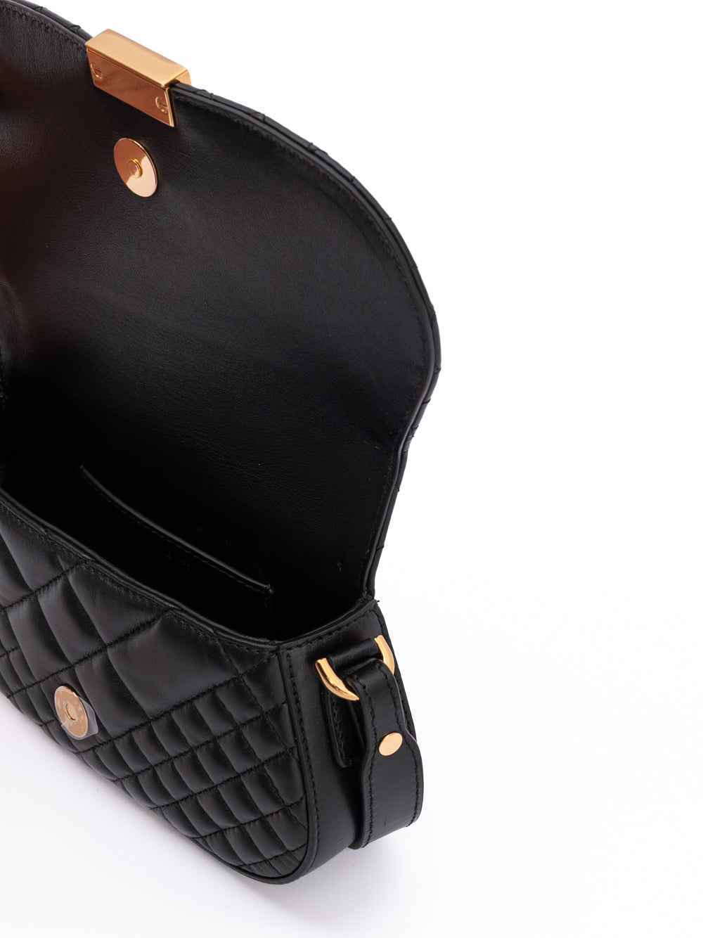 Black quilted leather shoulder bag
