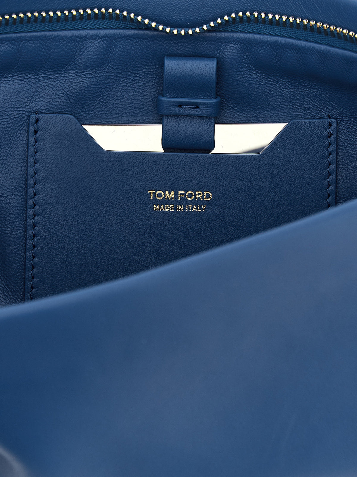 Blaue Clutch aus Lammleder