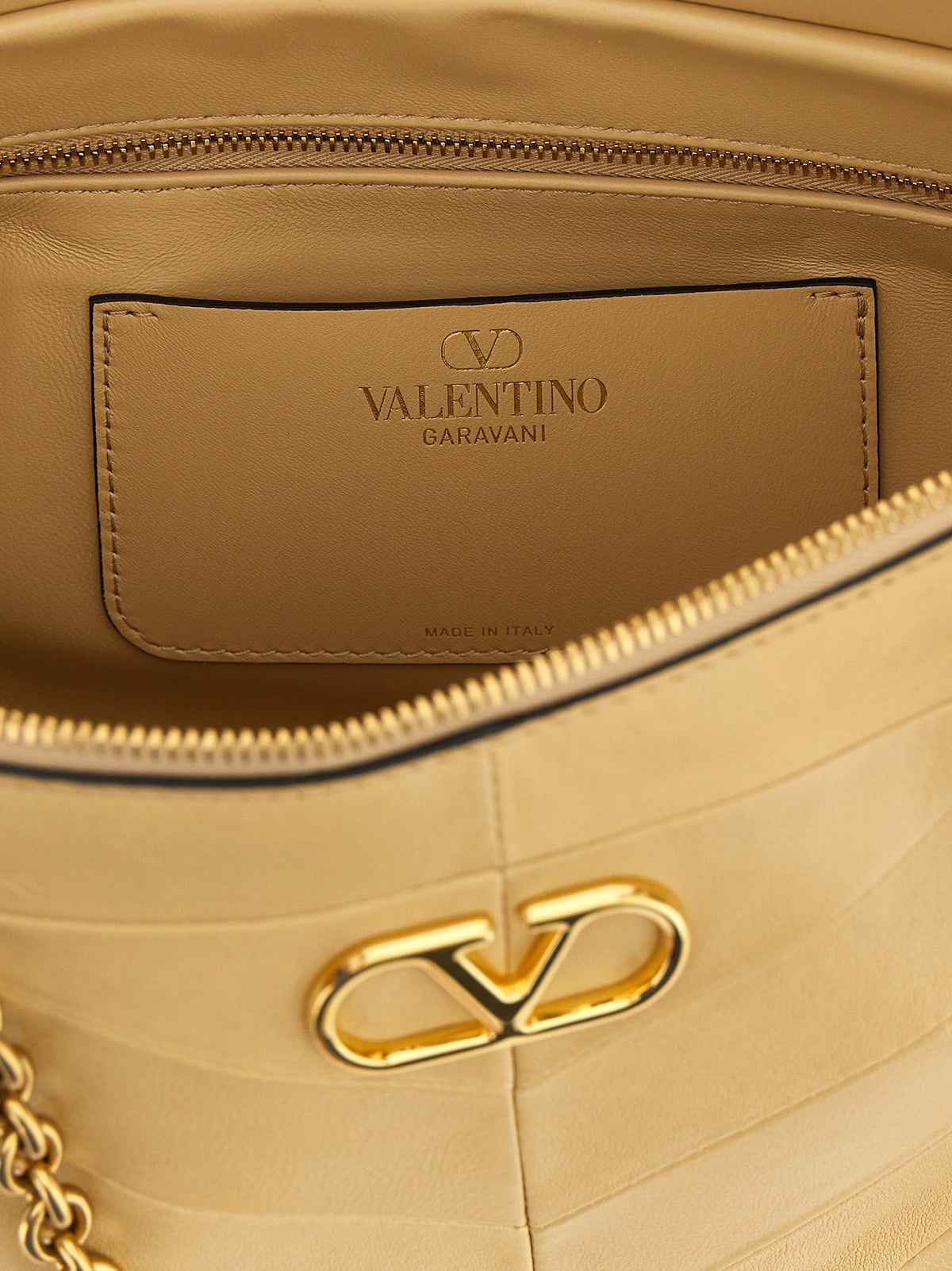 Beige lambskin shoulder bag