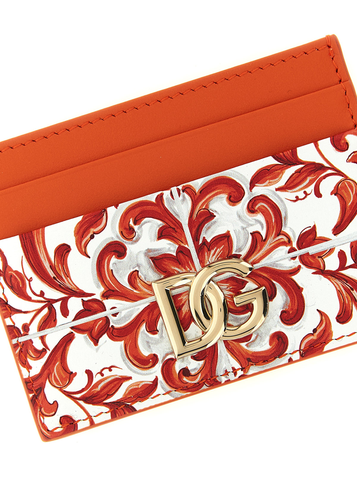 Orange calfskin card holder
