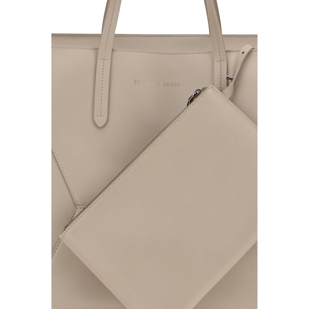 Beige Calf Leather Bos Taurus Handbag