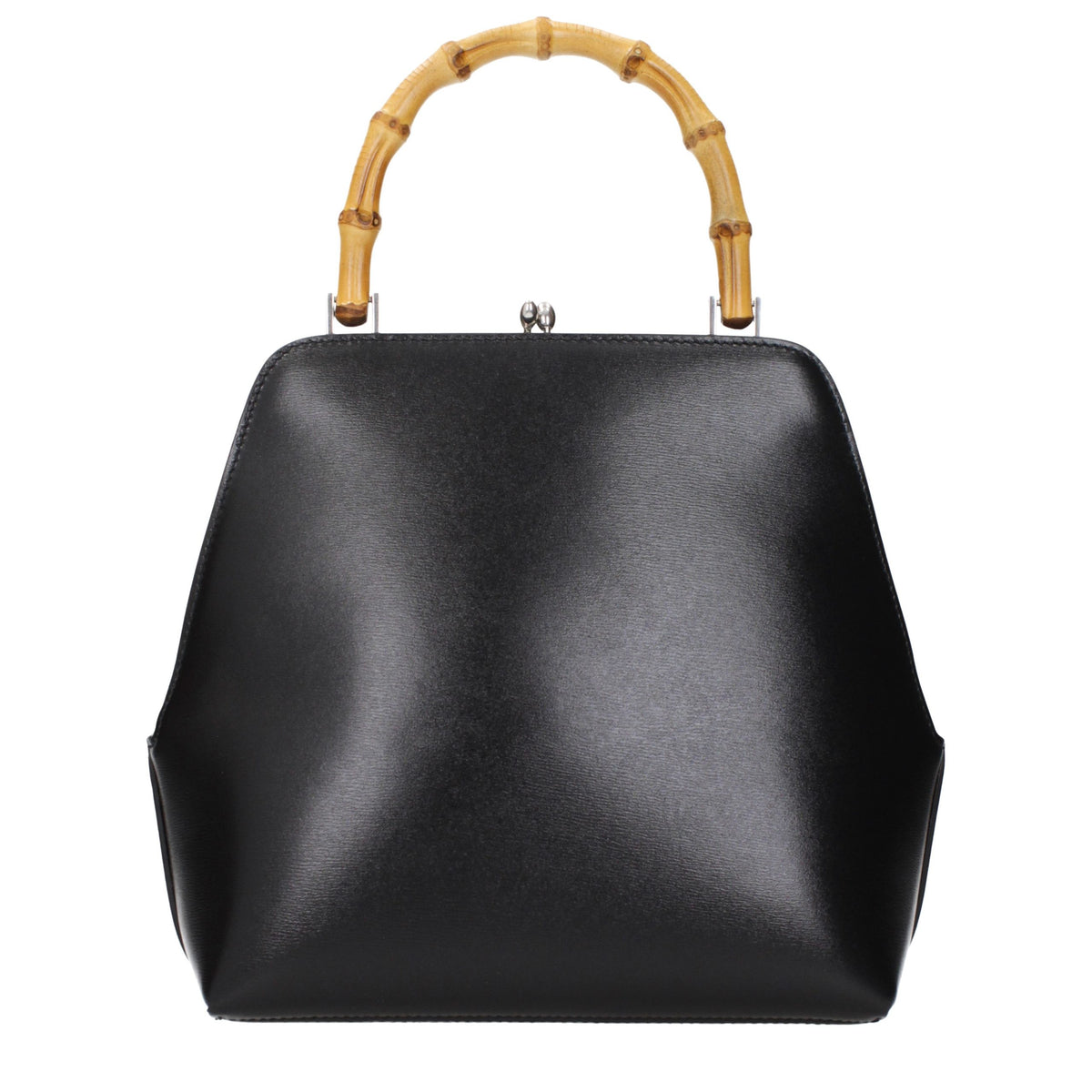 Black leather handbag