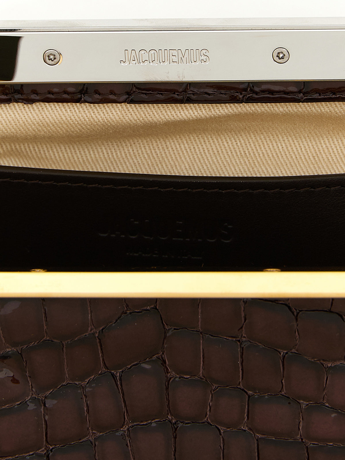 Brown goat leather clutch