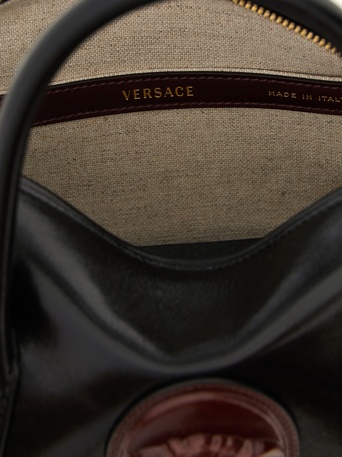 Black calf leather handbag