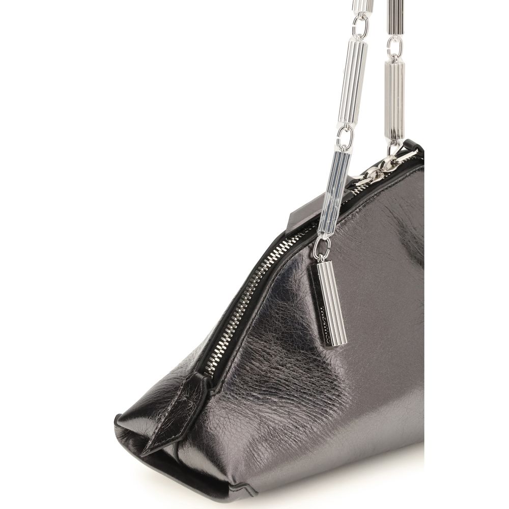 Silver calf leather handbag Bos Taurus