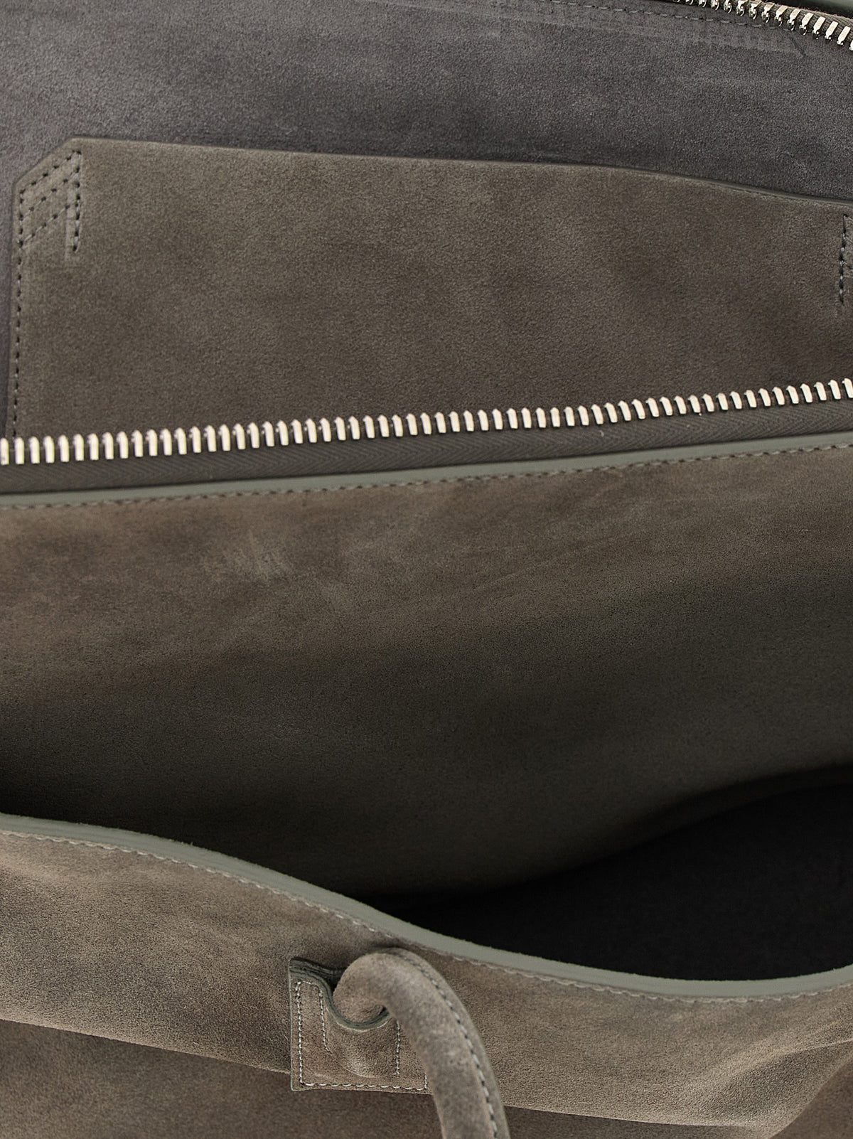 Grey cowhide leather shoulder bag
