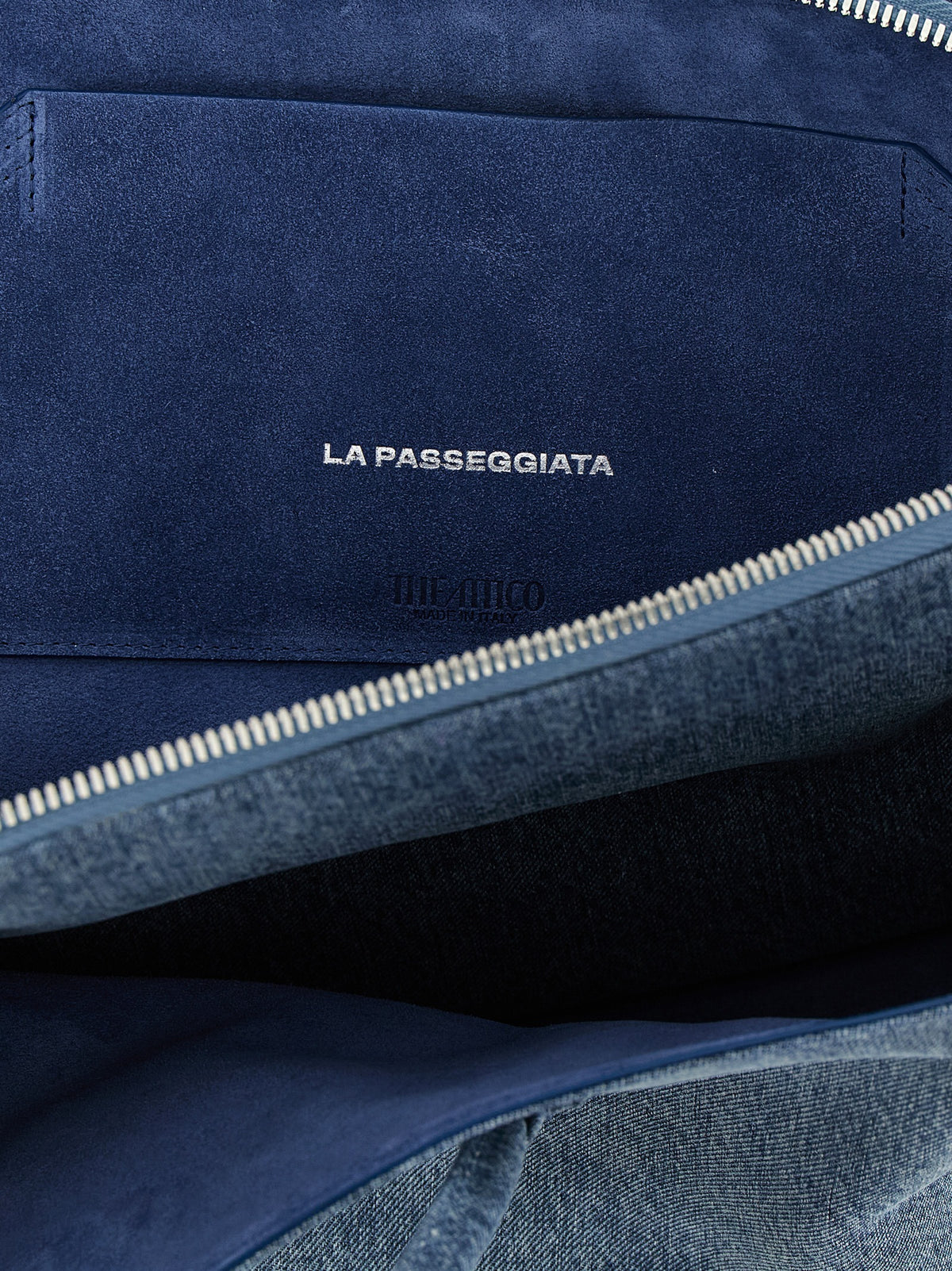 Blue cotton shoulder bag
