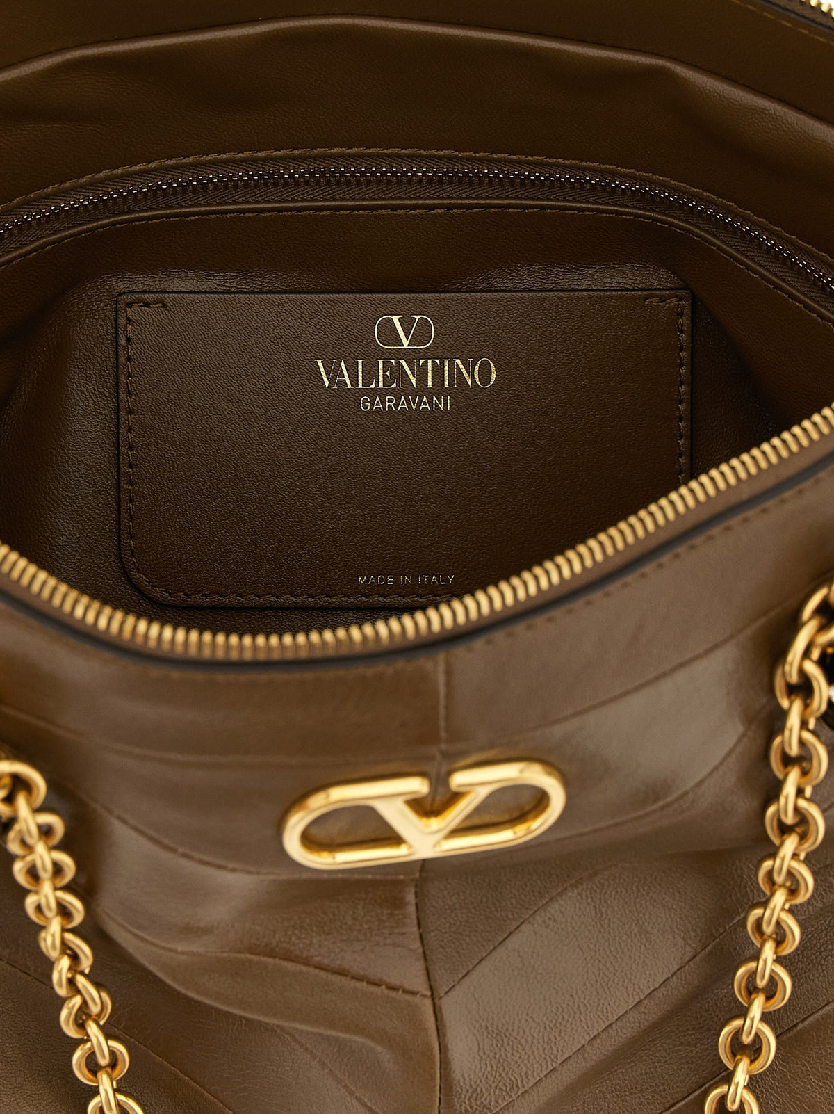Brown lambskin shoulder bag
