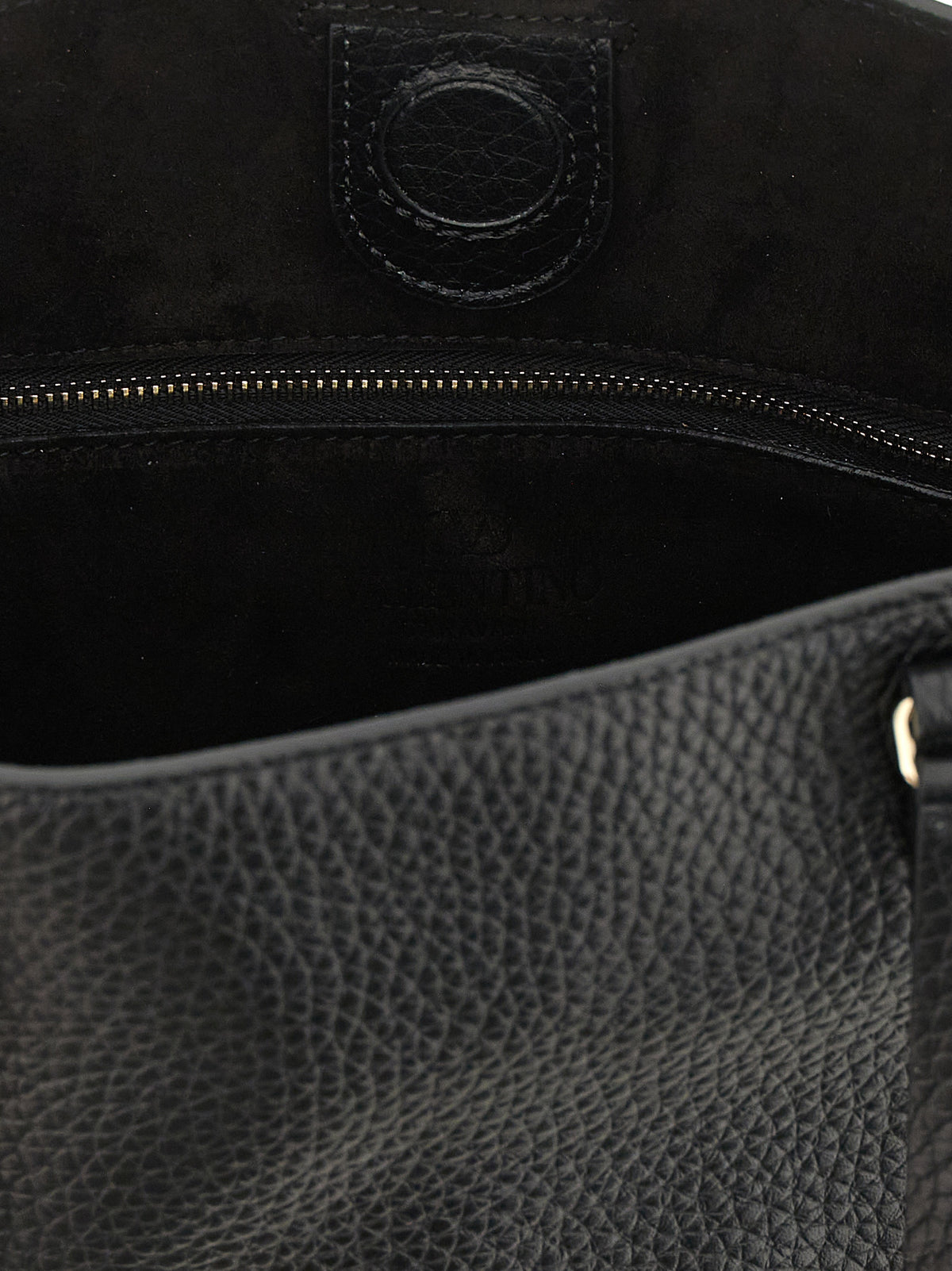 Black Calf Leather Shoulder Bag