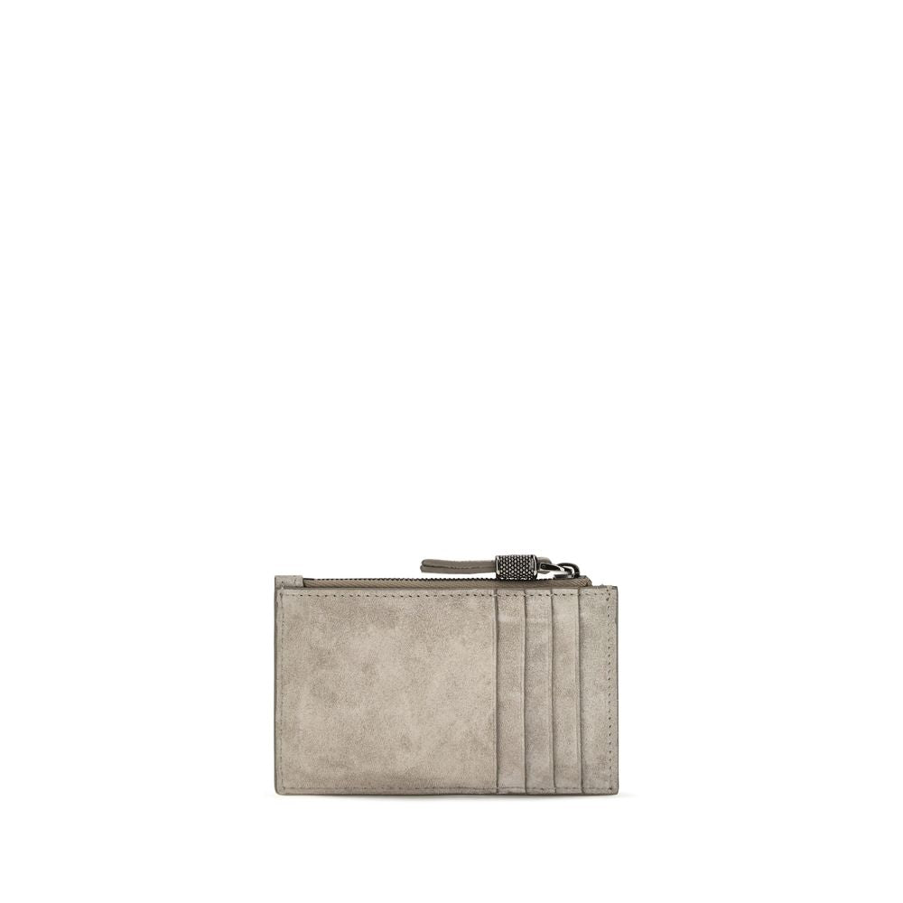 Grey calfskin Bos taurus wallet