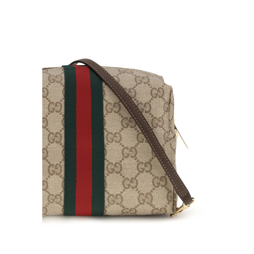 Beige Stoff-Schultertasche
