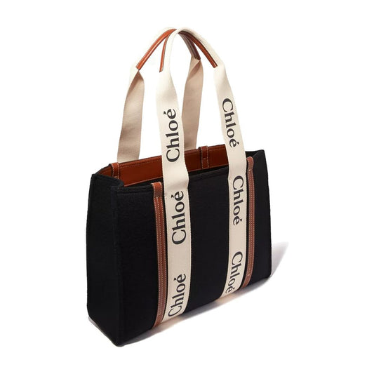 Schwarze Woll-Tote Bag