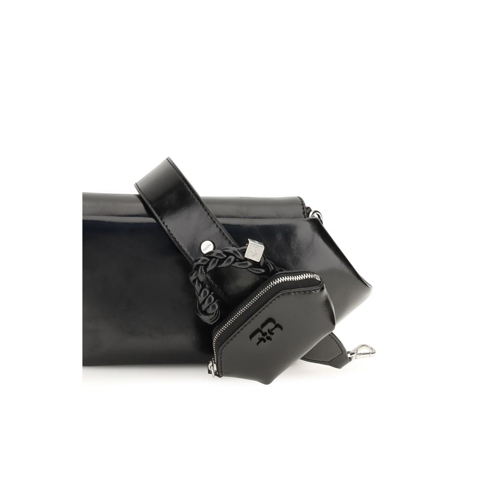 Schwarze Schultertasche aus Polyethylen