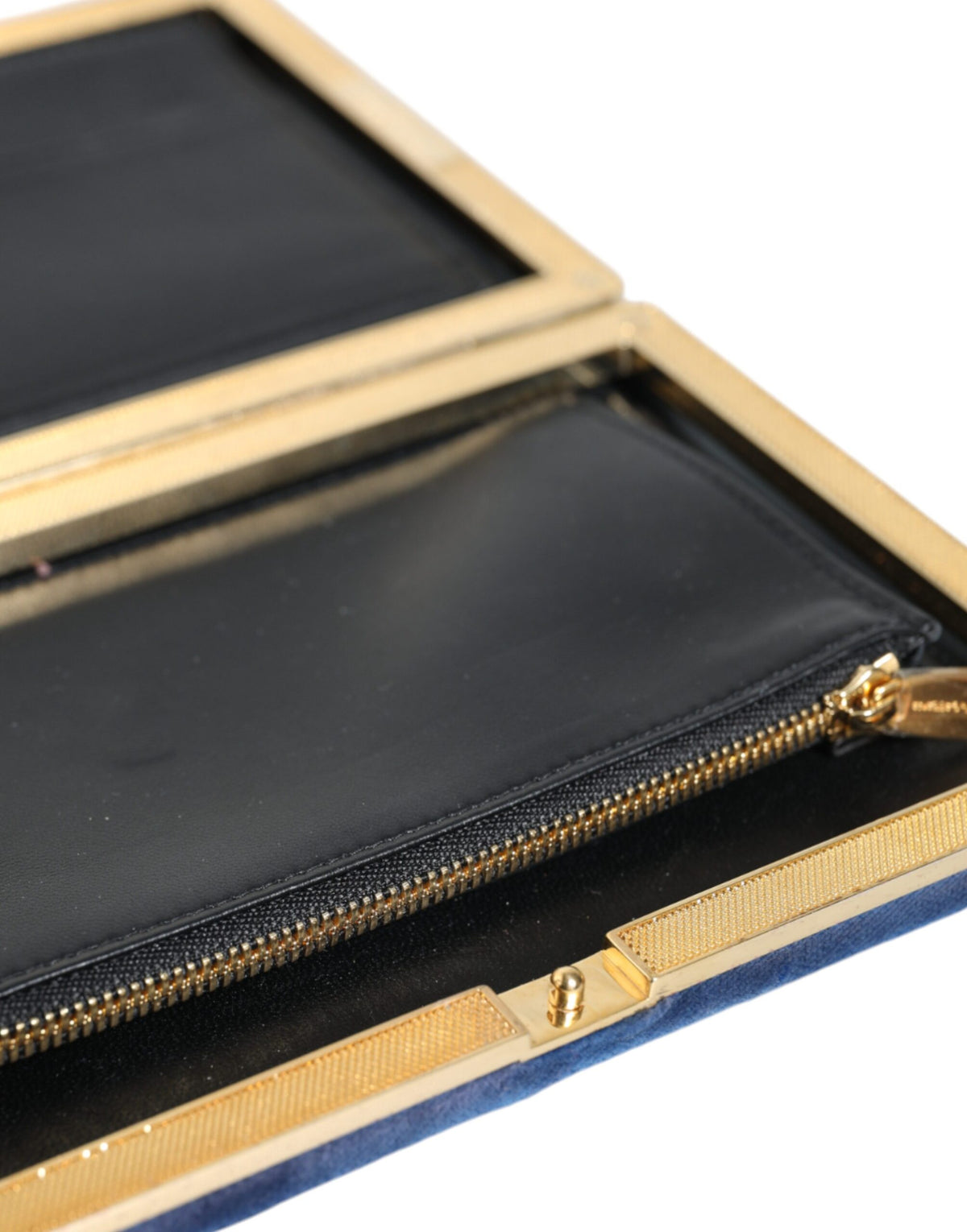 Blue Velvet Gold Frame Clutch Evening Party Handbag