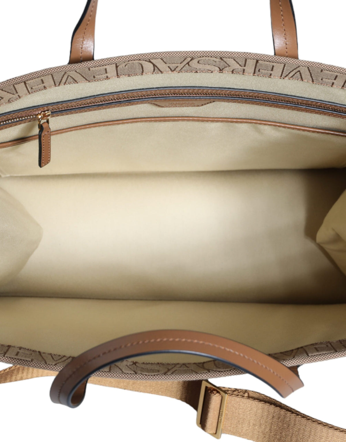 Brown jacquard leather logo crossbody bag with top handle