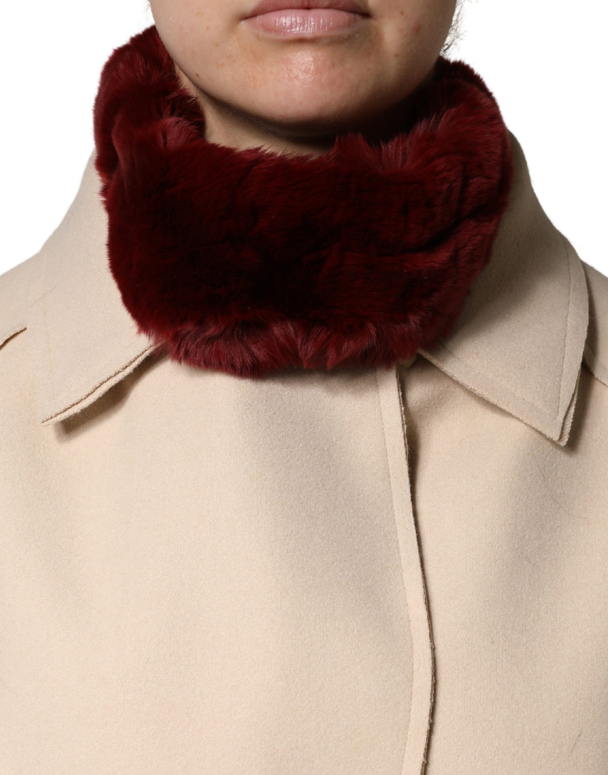 Roter Lammfellkragen Damen Nackenwärmer 50cm x 8cm Schal