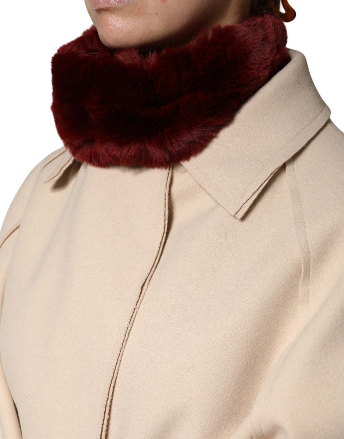 Roter Lammfellkragen Damen Nackenwärmer 50cm x 8cm Schal