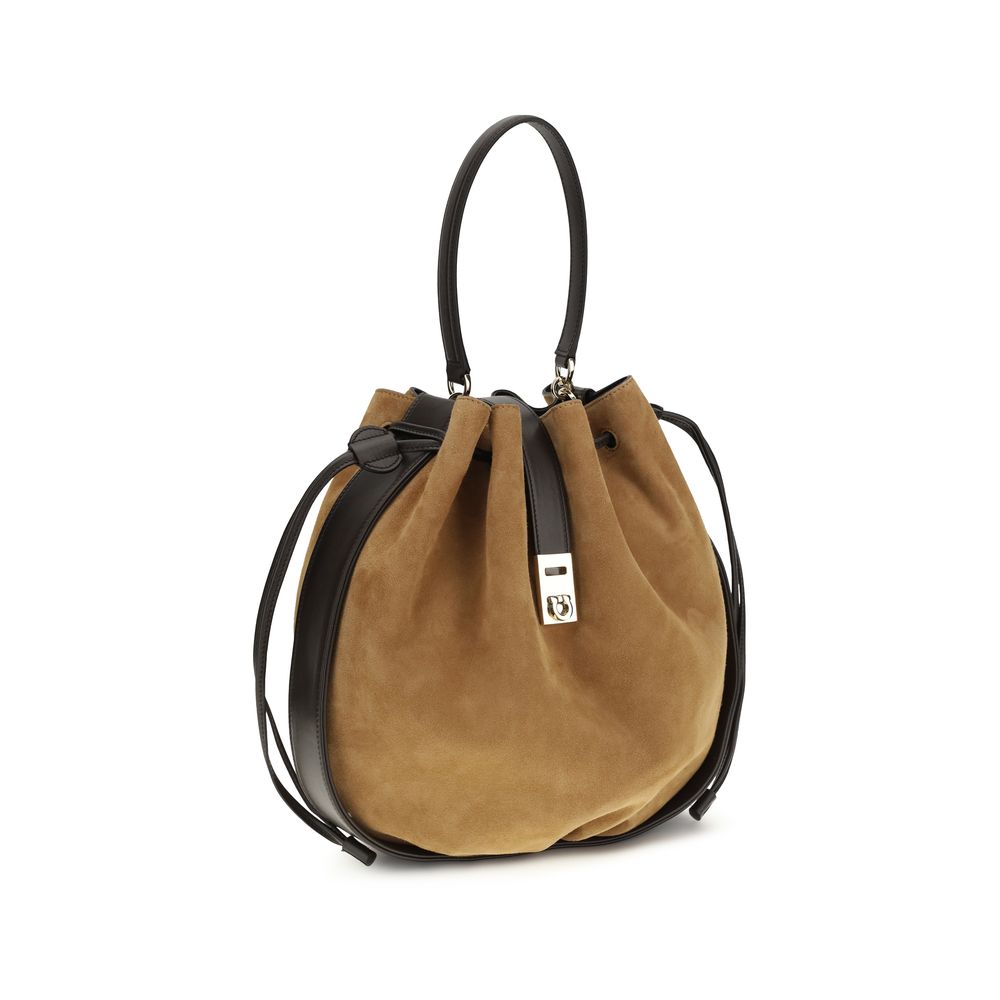 Brown Calfskin Bos Taurus Bucket Bag