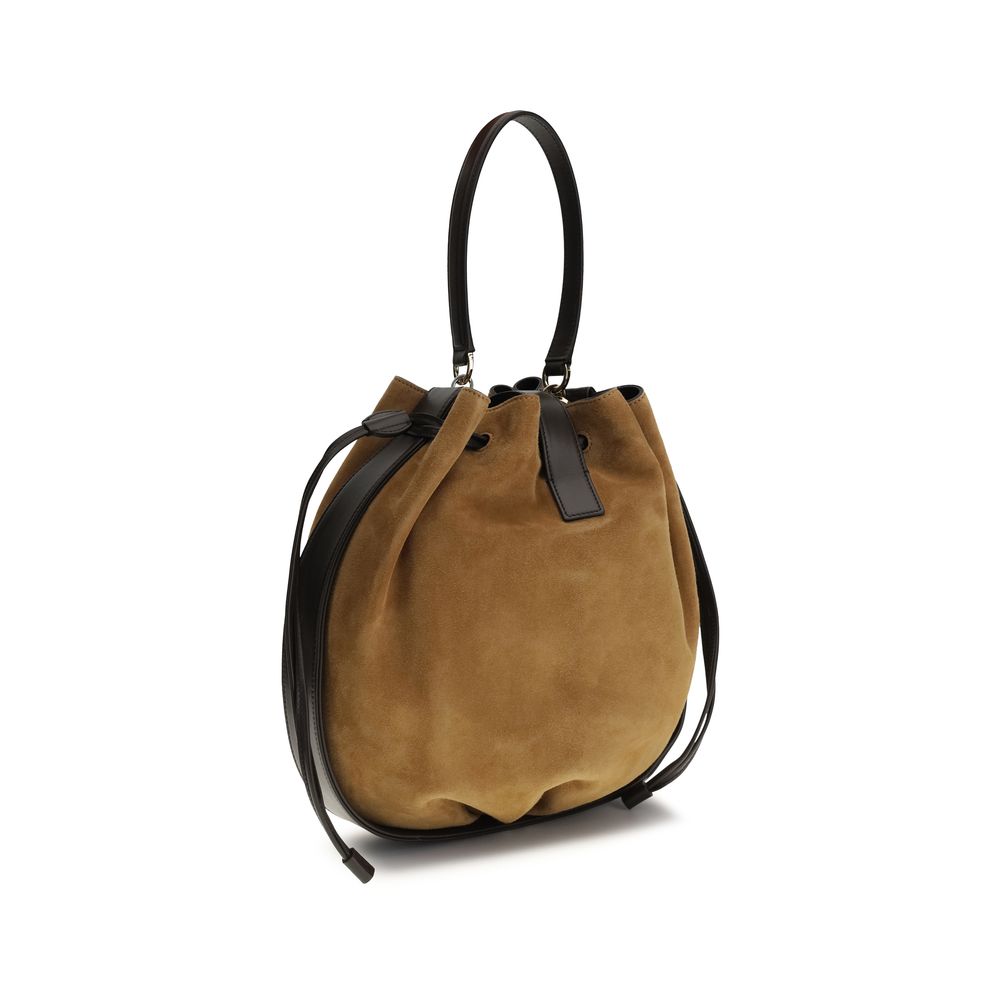 Brown Calfskin Bos Taurus Bucket Bag
