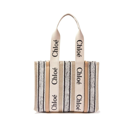 Beige linen tote bag