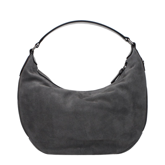 Graue Leder Schultertasche