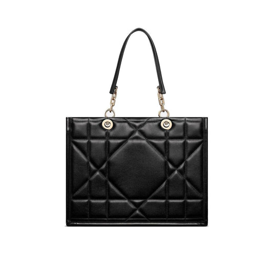 Schwarze Leder-Tote-Bag