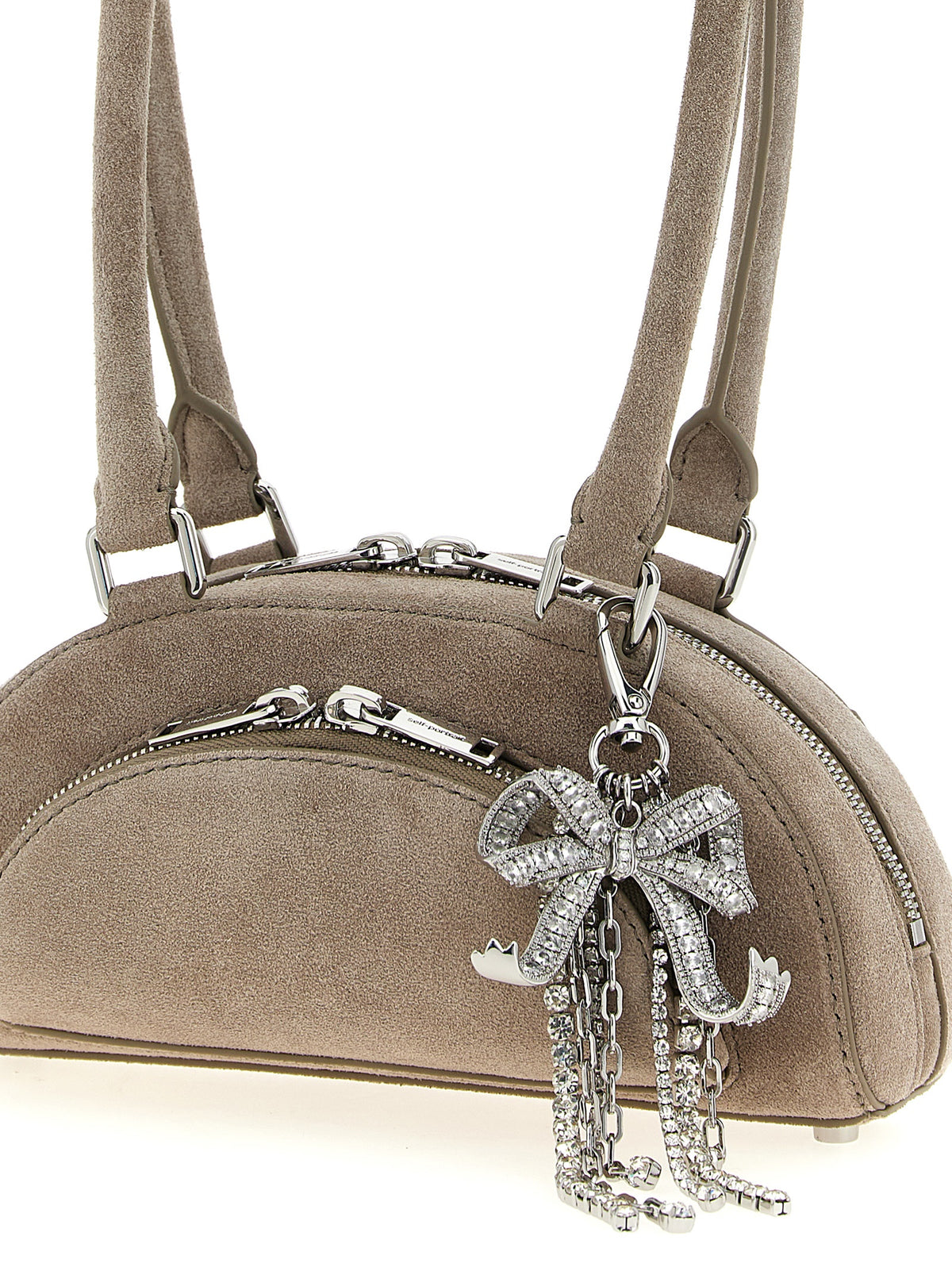 Graue Lammleder-Schultertasche