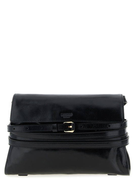 Black leather shoulder bag