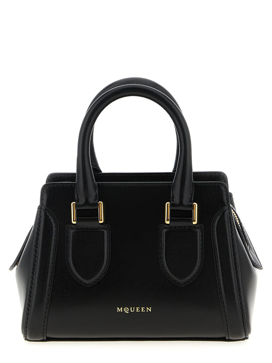 Black calf leather handbag