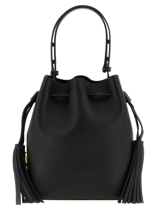 Schwarze Kalbsleder-Schultertasche