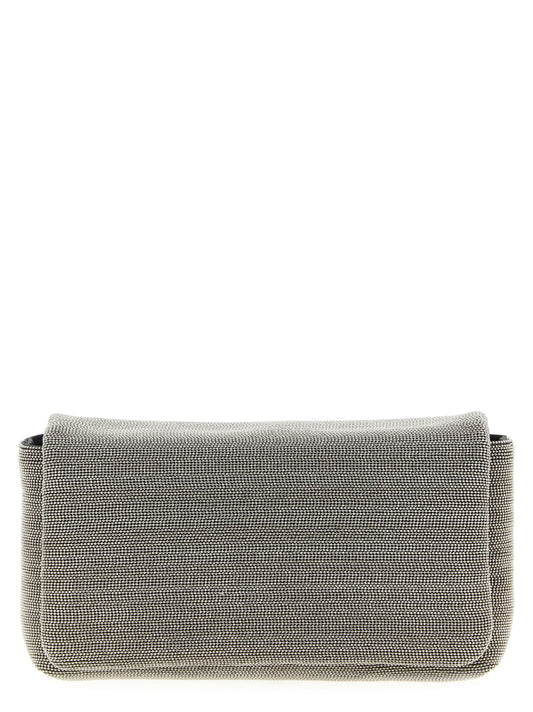 Clutch aus Leder in Silber