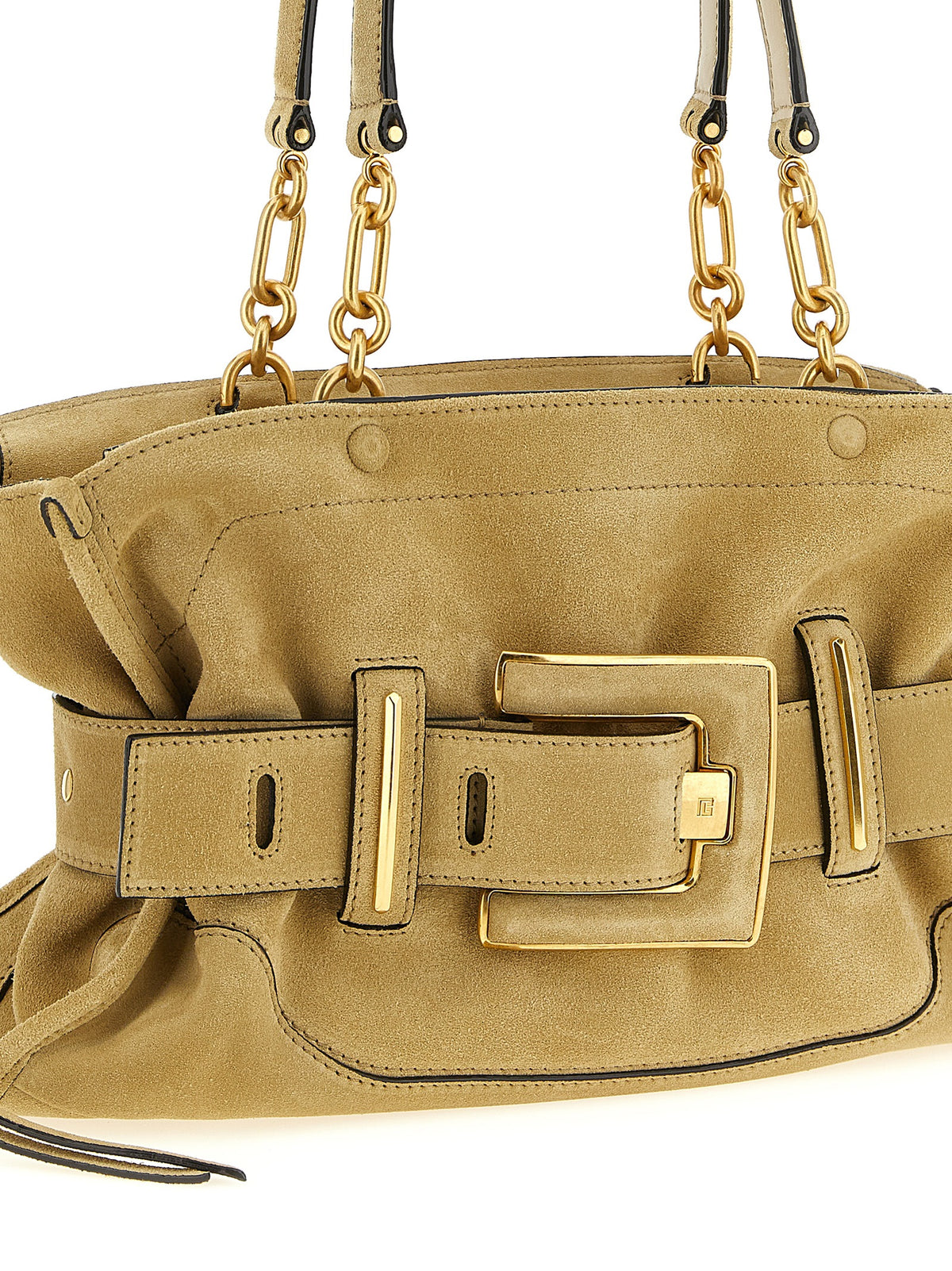 Beigefarbene Kalbshaut Schultertasche