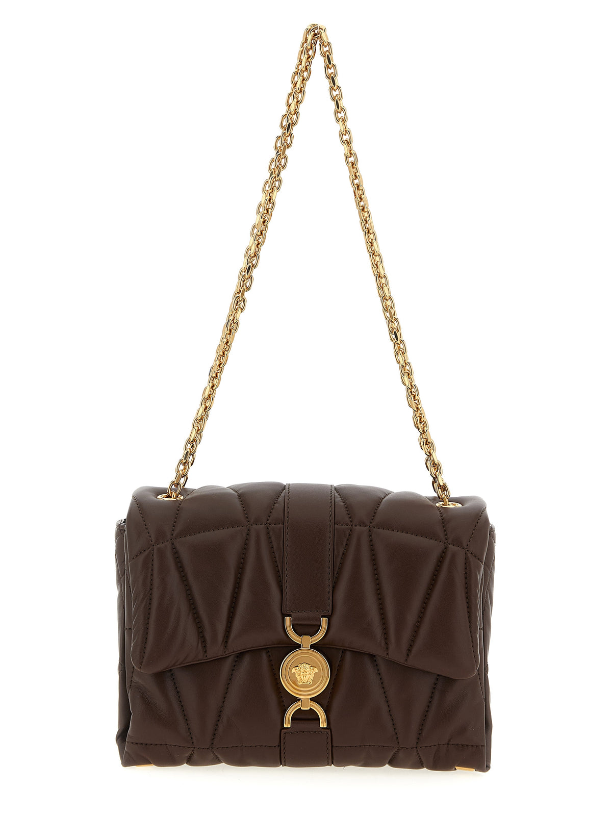 Schultertasche aus braunem Lammleder