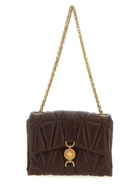 Schultertasche aus braunem Lammleder