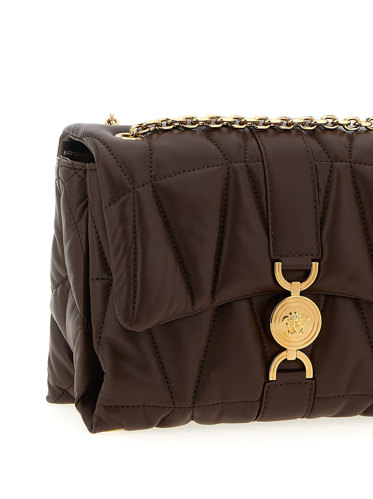 Schultertasche aus braunem Lammleder