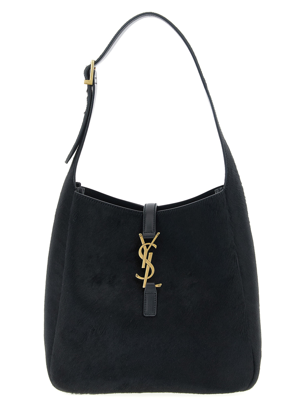 Schwarze Kalbsleder-Schultertasche