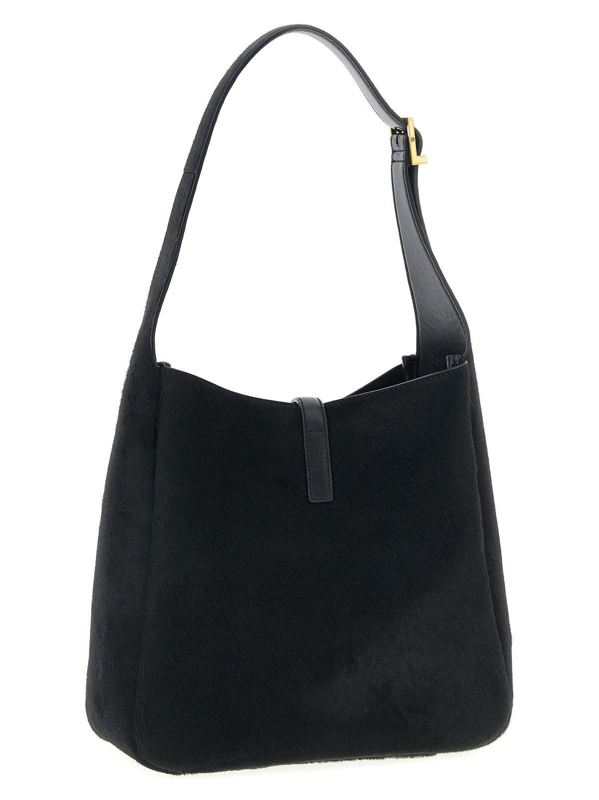 Schwarze Kalbsleder-Schultertasche