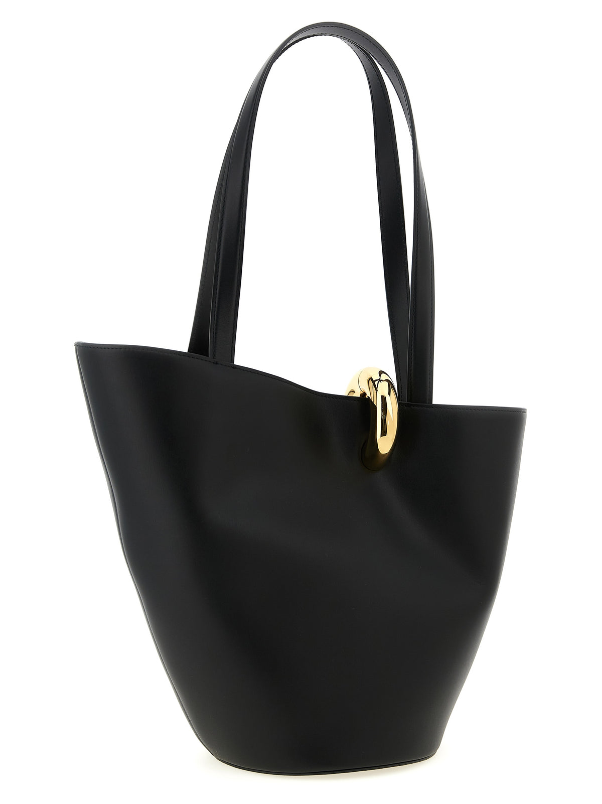 Black cowhide leather shoulder bag