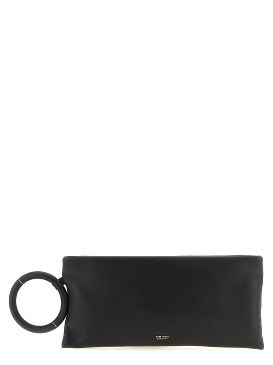 Schwarze Lammleder-Clutch
