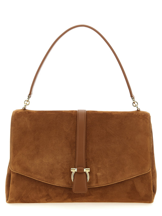 Brown goat leather shoulder bag