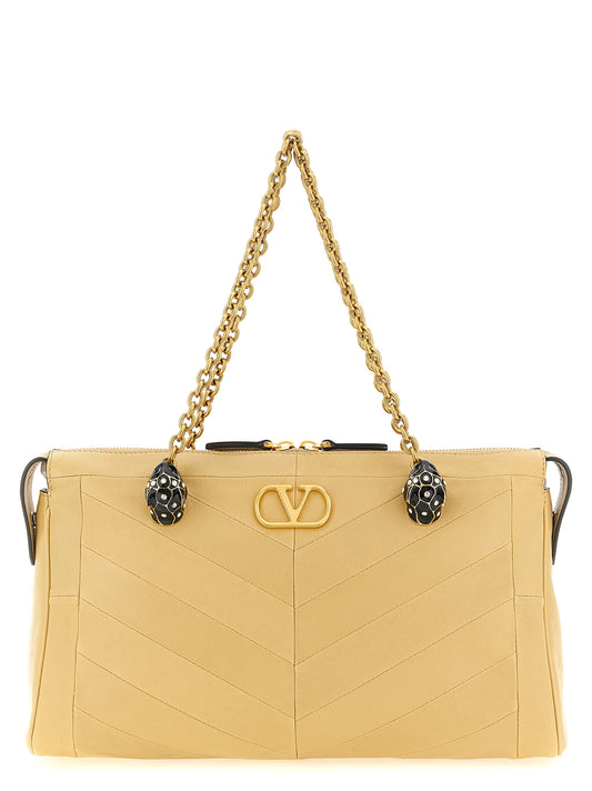 Beige Lammleder-Schultertasche