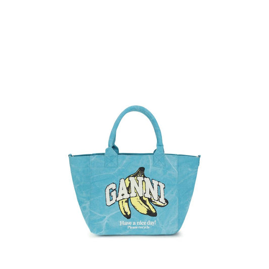 Blaue Schultertasche aus recycelter Baumwolle