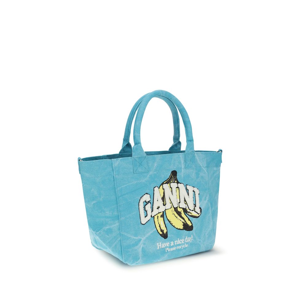 Blaue Schultertasche aus recycelter Baumwolle