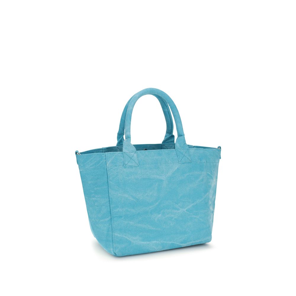 Blaue Schultertasche aus recycelter Baumwolle