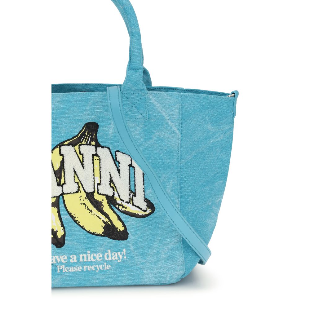Blaue Schultertasche aus recycelter Baumwolle