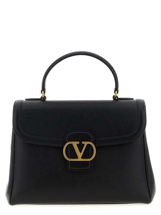 Black calf leather handbag