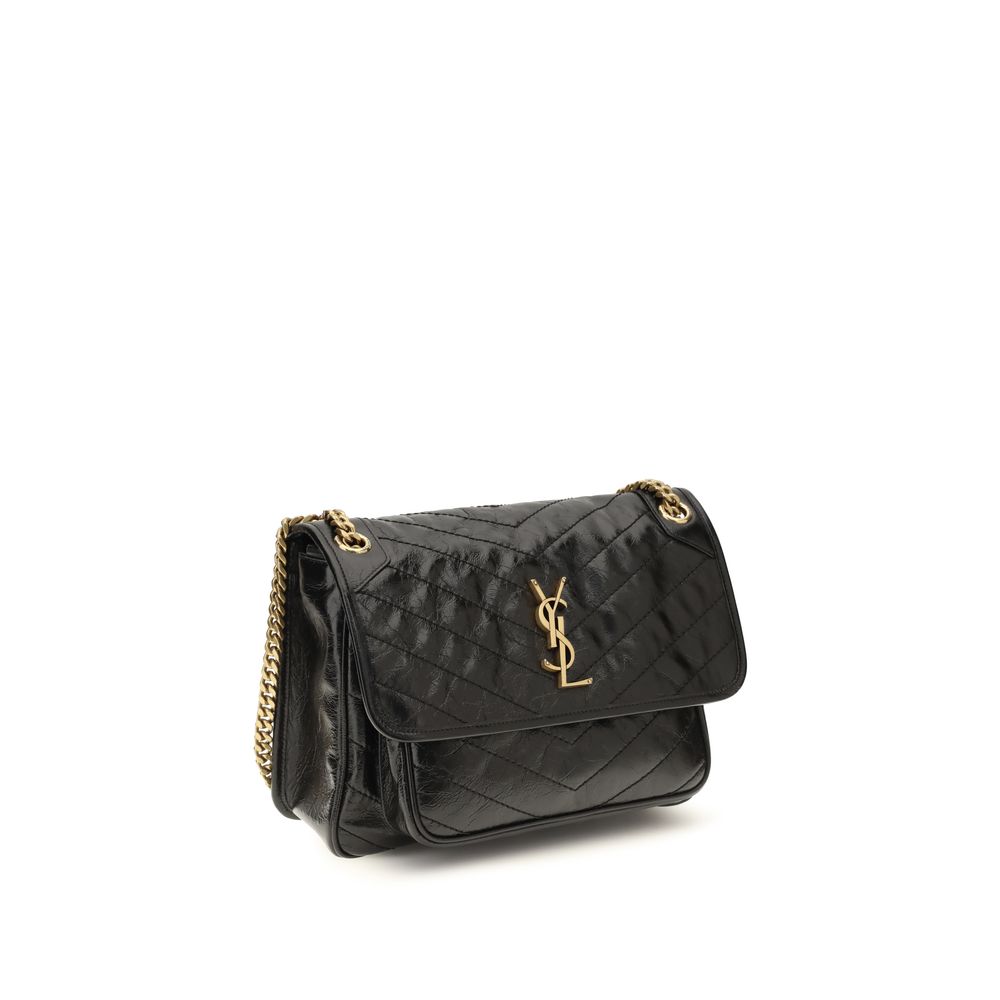 Schwarze Bos Taurus Kalbsleder Schultertasche