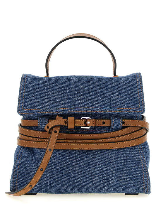 Blue cotton handbag