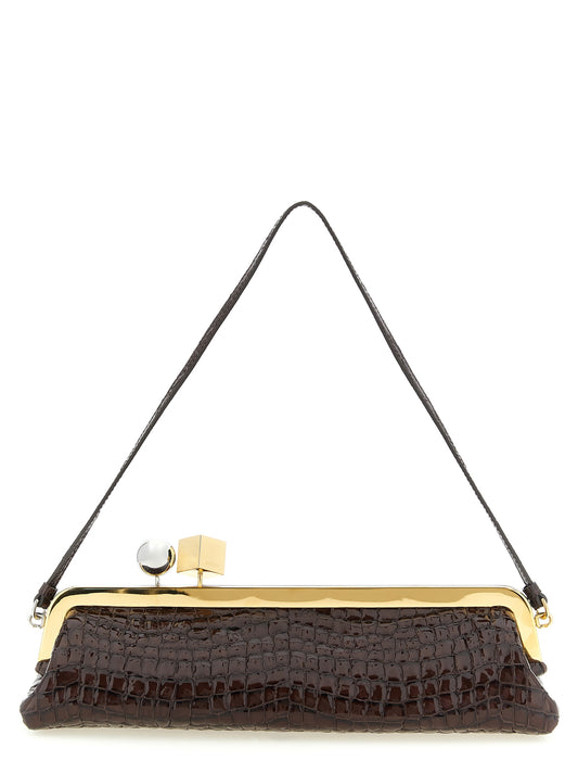 Brown goat leather clutch